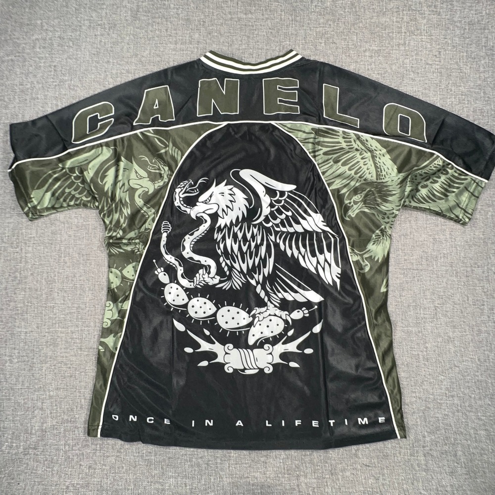 Canelo vs. Crawford Soccer Jersey Mens XL Black Green Boxing Mexico Flag NEW
